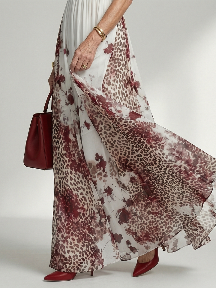 White Pleated Maxi Dress Orlune