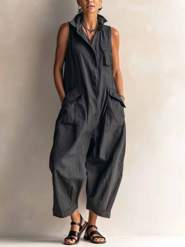 Ilaria | Sleeveless Cotton Jumpsuit with Relaxed Silhouette
