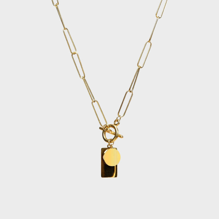 Gold Necklace with Rectangular Clasp