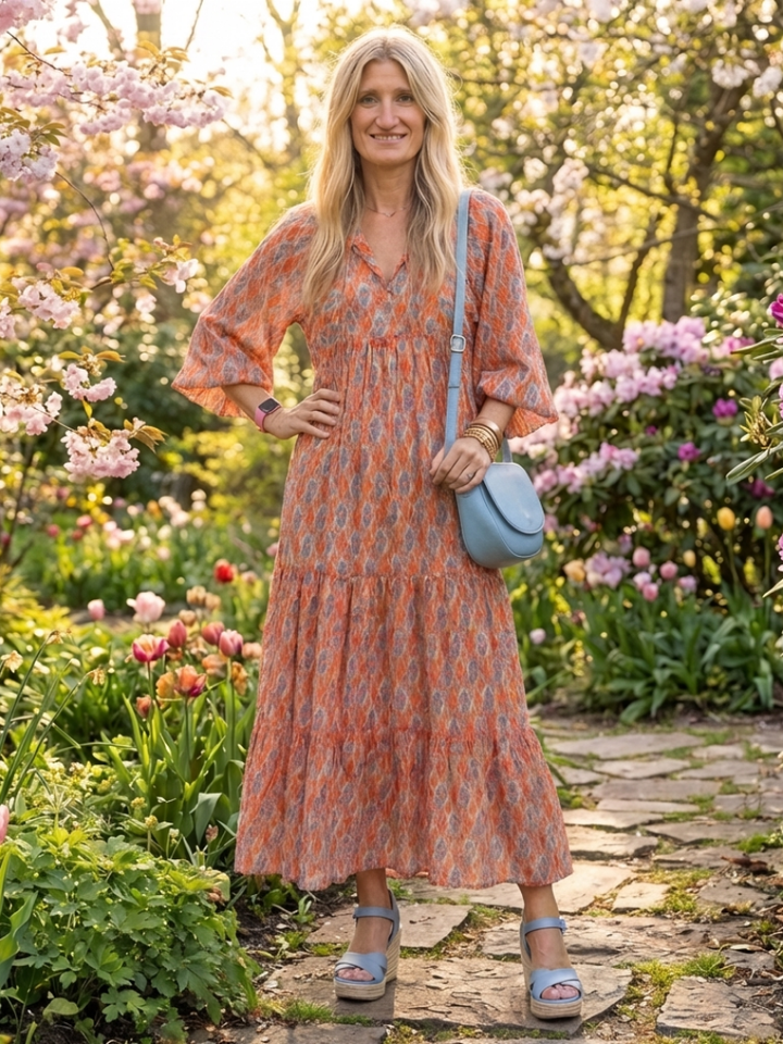 Amara Geometric Print Midi Dress