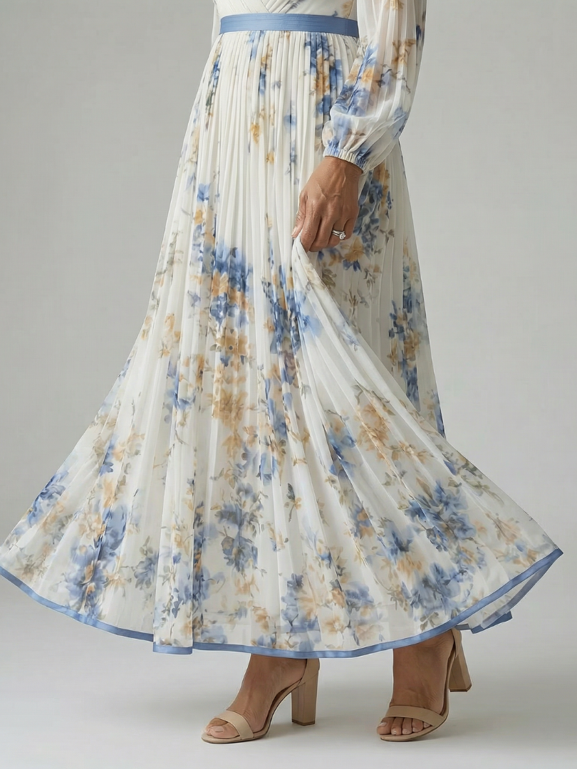 Rielle Pleated Midi Wrap Dress