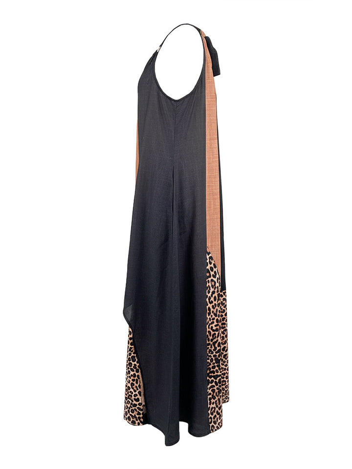 Terina - Long Dress with Leopard Print Inserts