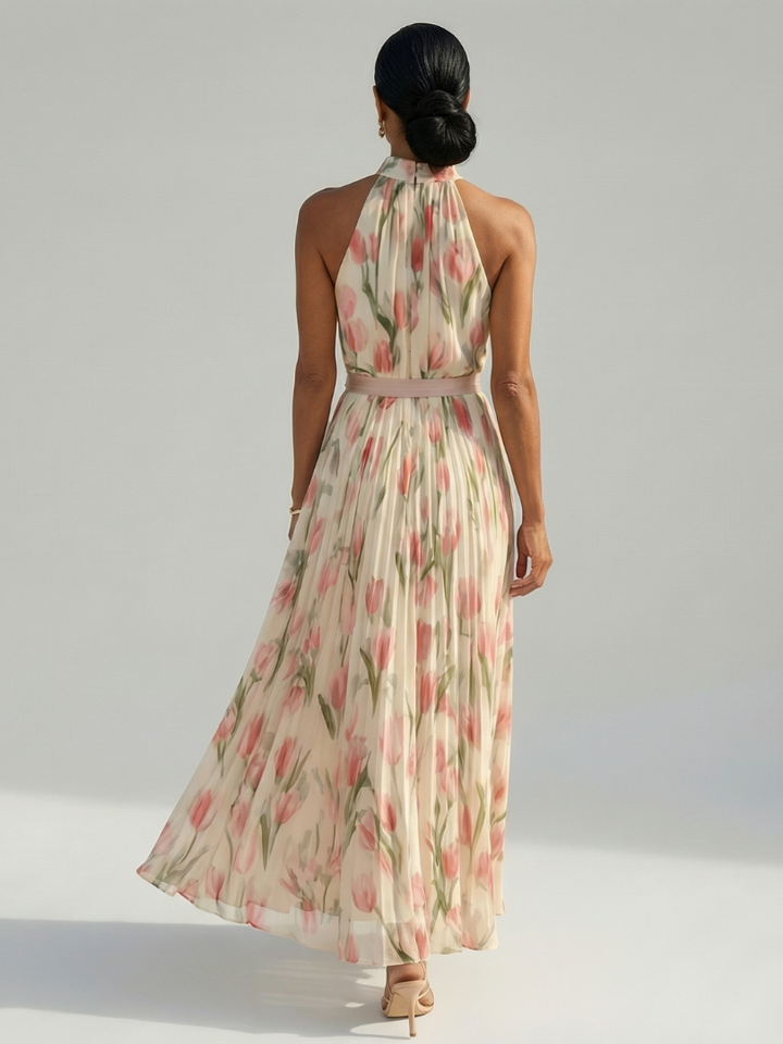 Midi Dress with Halter Neck and Floral Design Aurelle
