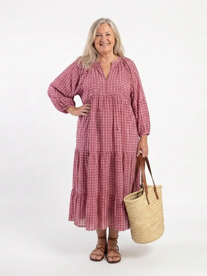 Arlette Geometric Print Midi Dress