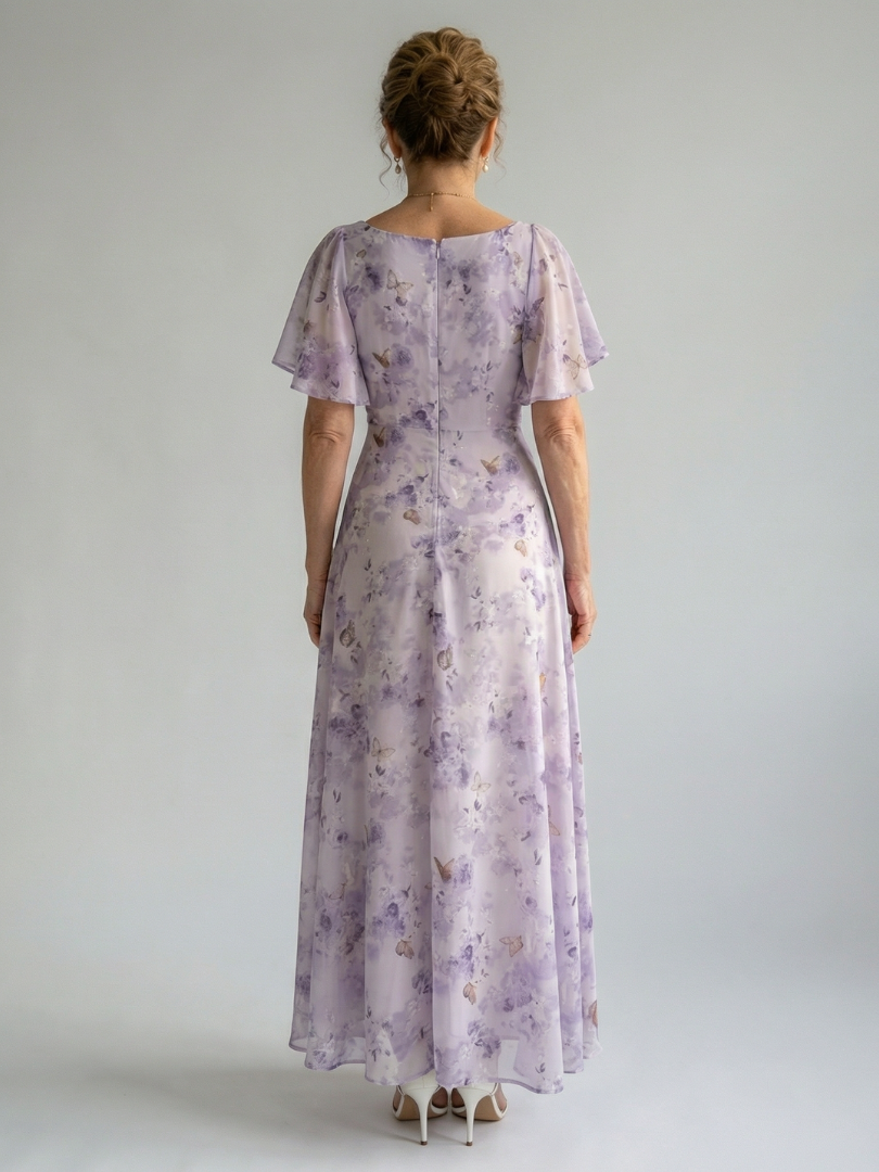 Midi Dress with Ruffled Sleeves Vaelis
