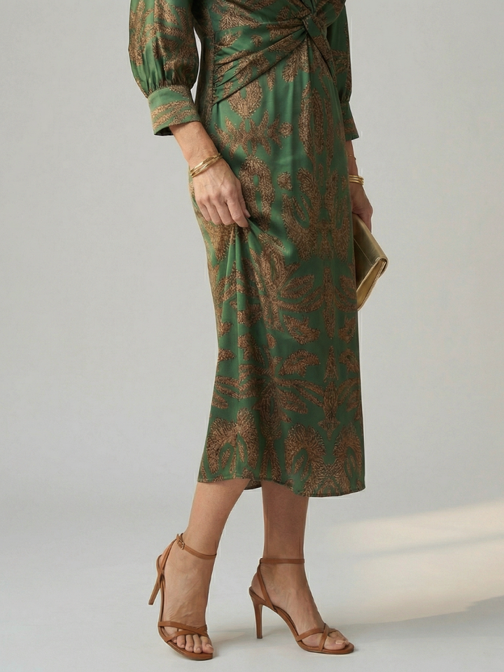 Natural Moon Midi Wrap Dress