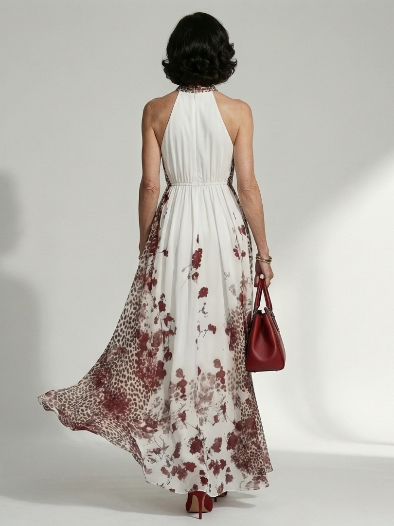 White Pleated Maxi Dress Orlune