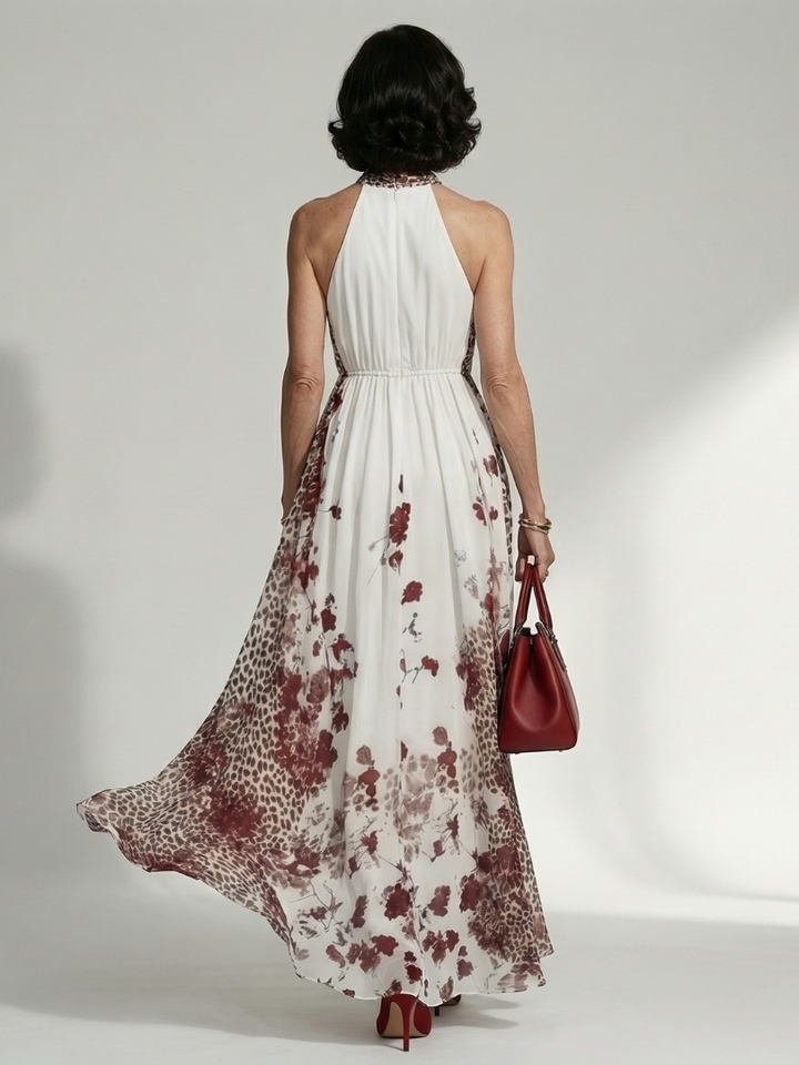 White Pleated Maxi Dress Orlune