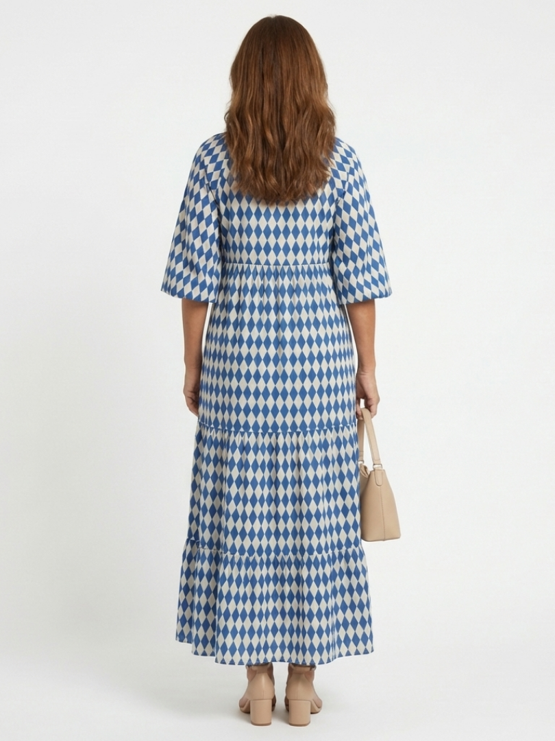 Elodie Diamond Print Midi Dress