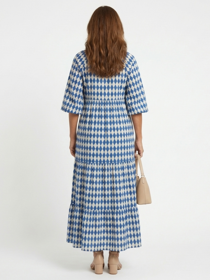 Elodie Diamond Print Midi Dress