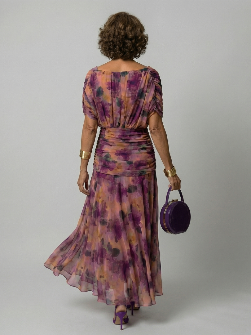 Casual Midi Dress with Off-Shoulder Sleeves Calen