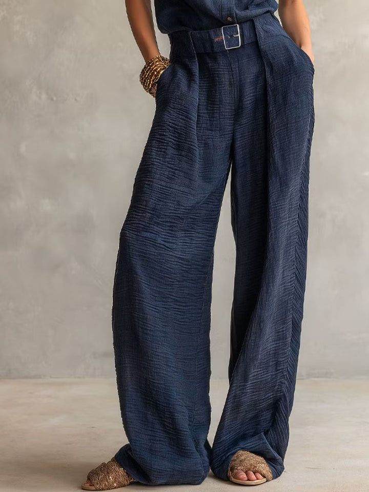 Utility Jumpsuit with Belt in Slate Gray Textured Boho Midnight Style