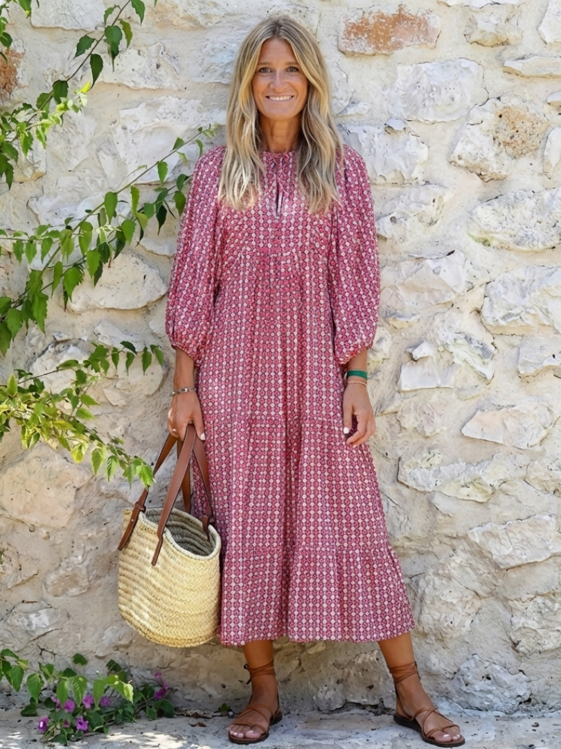 Arlette Geometric Print Midi Dress