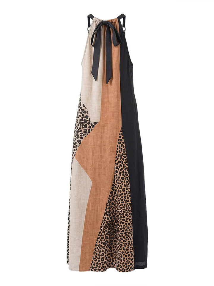 Terina - Long Dress with Leopard Print Inserts