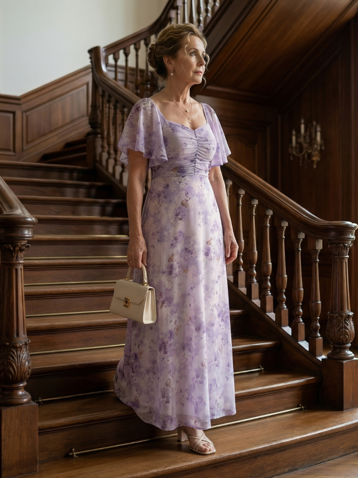 Midi Dress with Ruffled Sleeves Vaelis