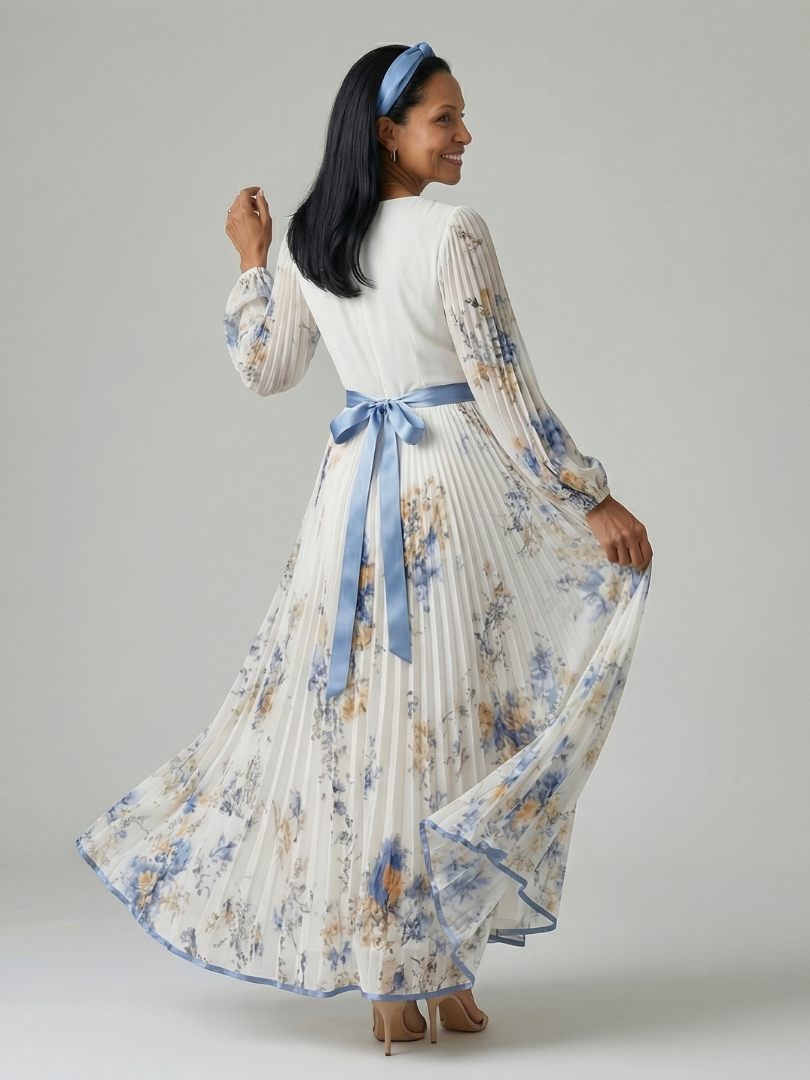 Rielle Pleated Midi Wrap Dress
