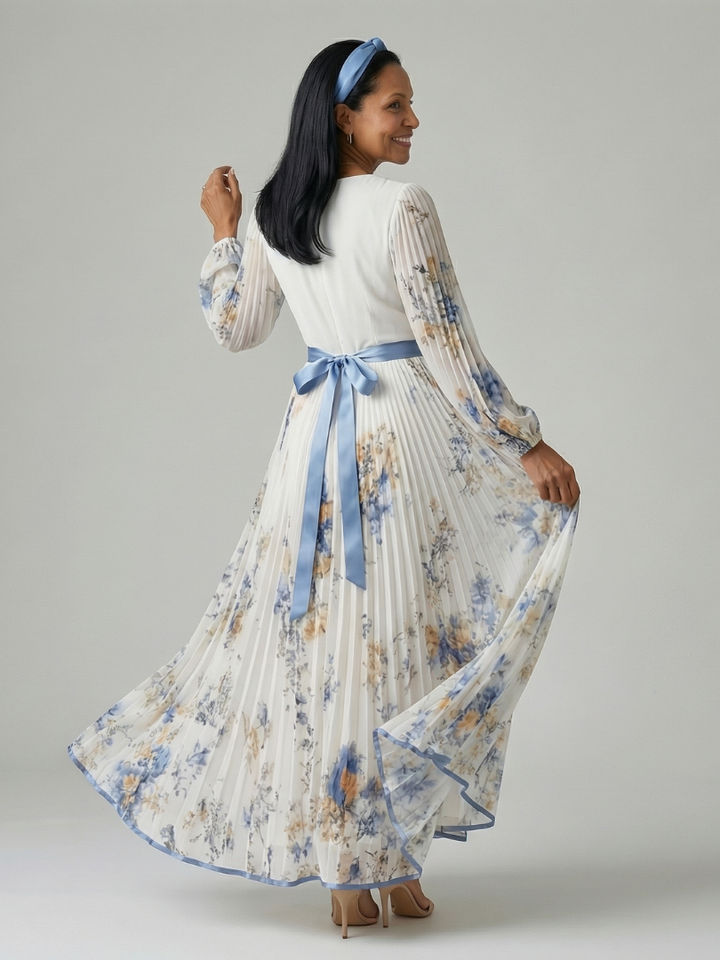 Rielle Pleated Midi Wrap Dress