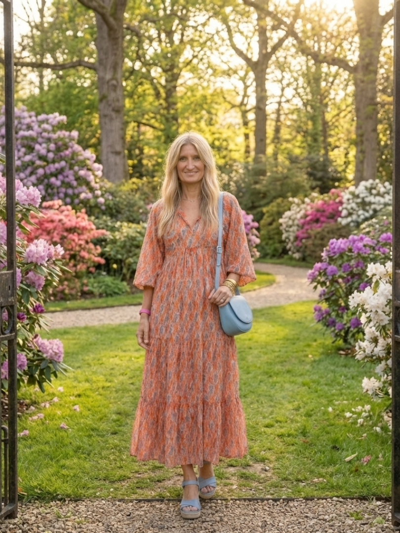 Amara Geometric Print Midi Dress
