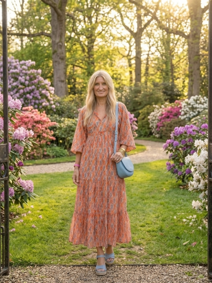 Amara Geometric Print Midi Dress
