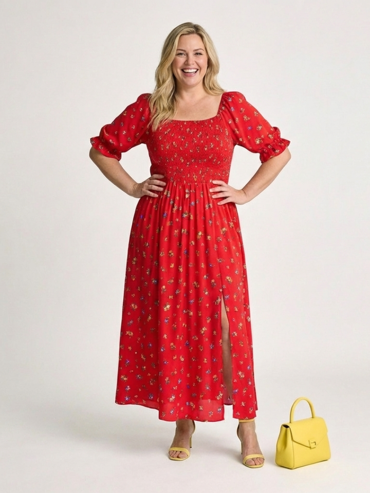 Delphine Puff Sleeve Midi Dress