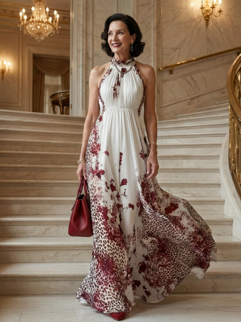White Pleated Maxi Dress Orlune
