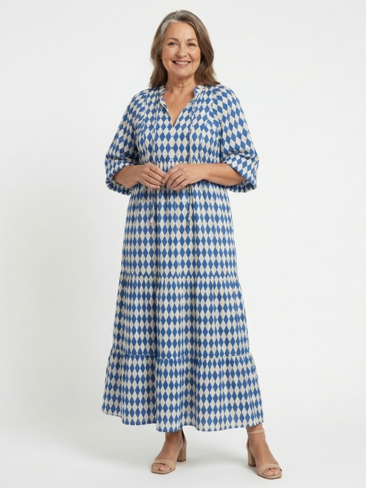 Elodie Diamond Print Midi Dress