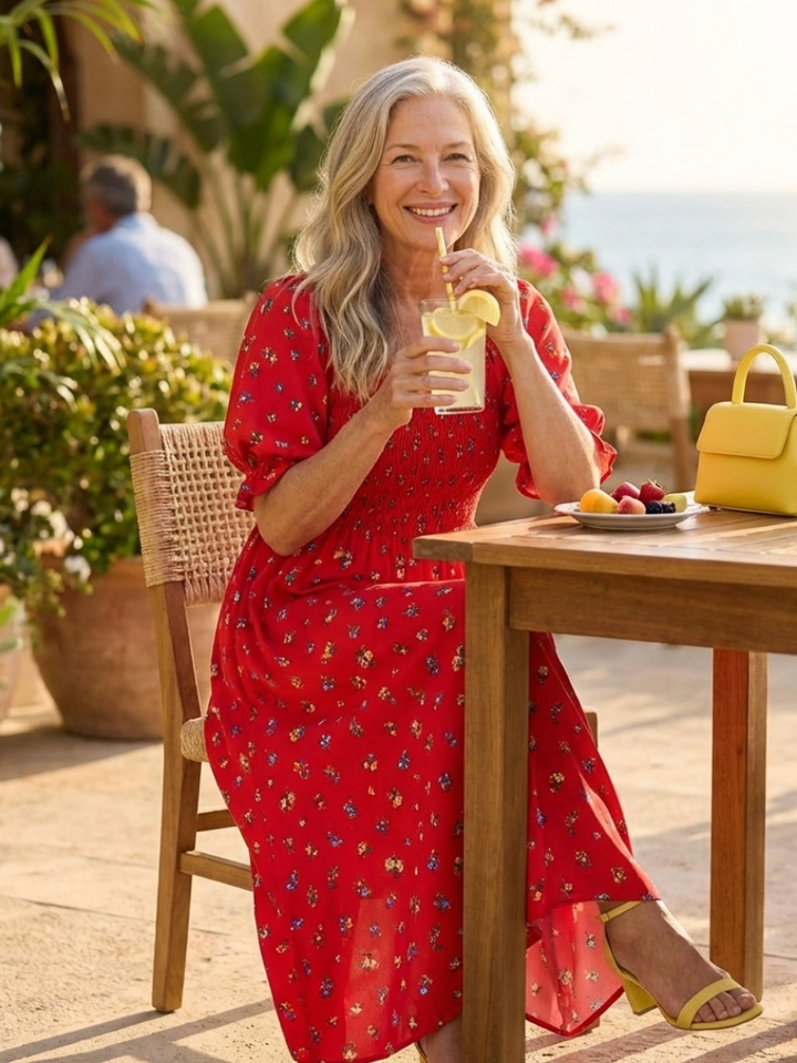 Delphine Puff Sleeve Midi Dress