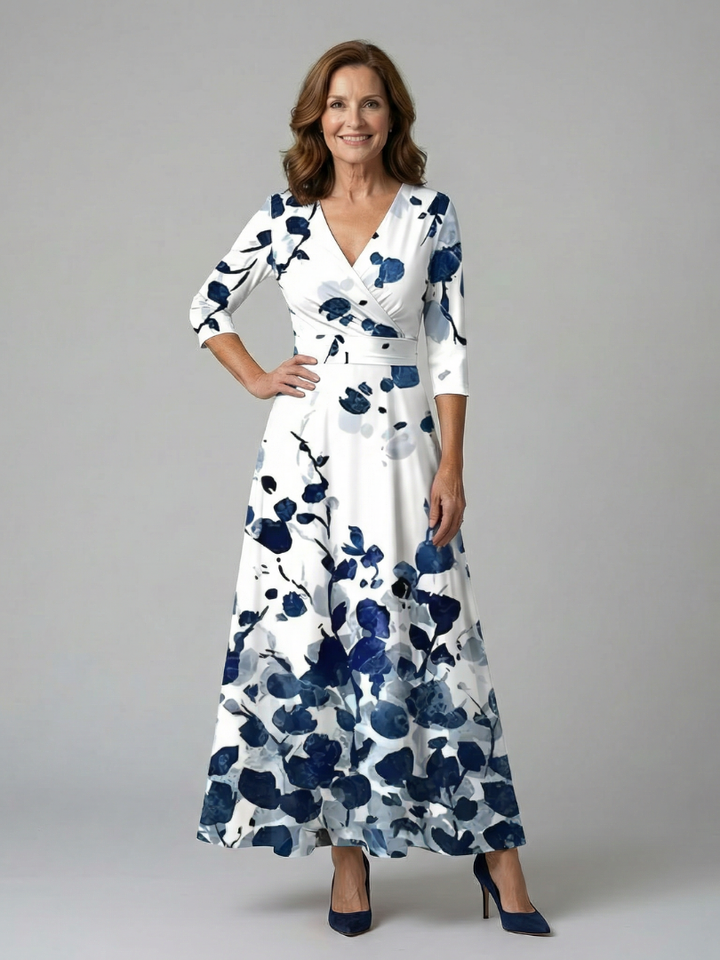 Midi Wrap Dress with Celine Collar