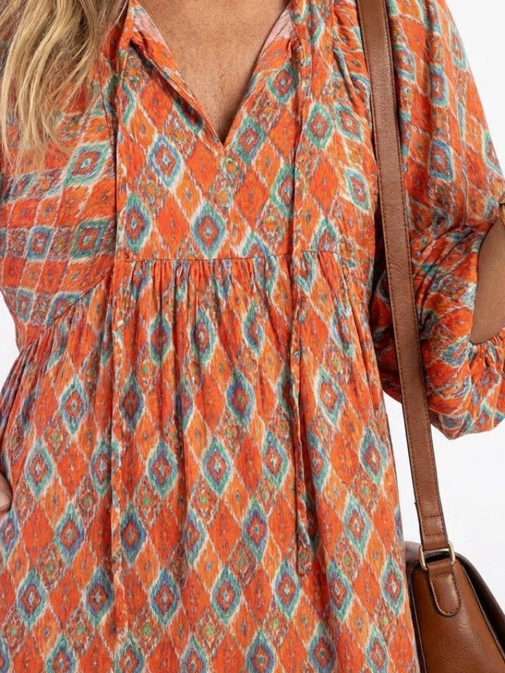 Amara Geometric Print Midi Dress