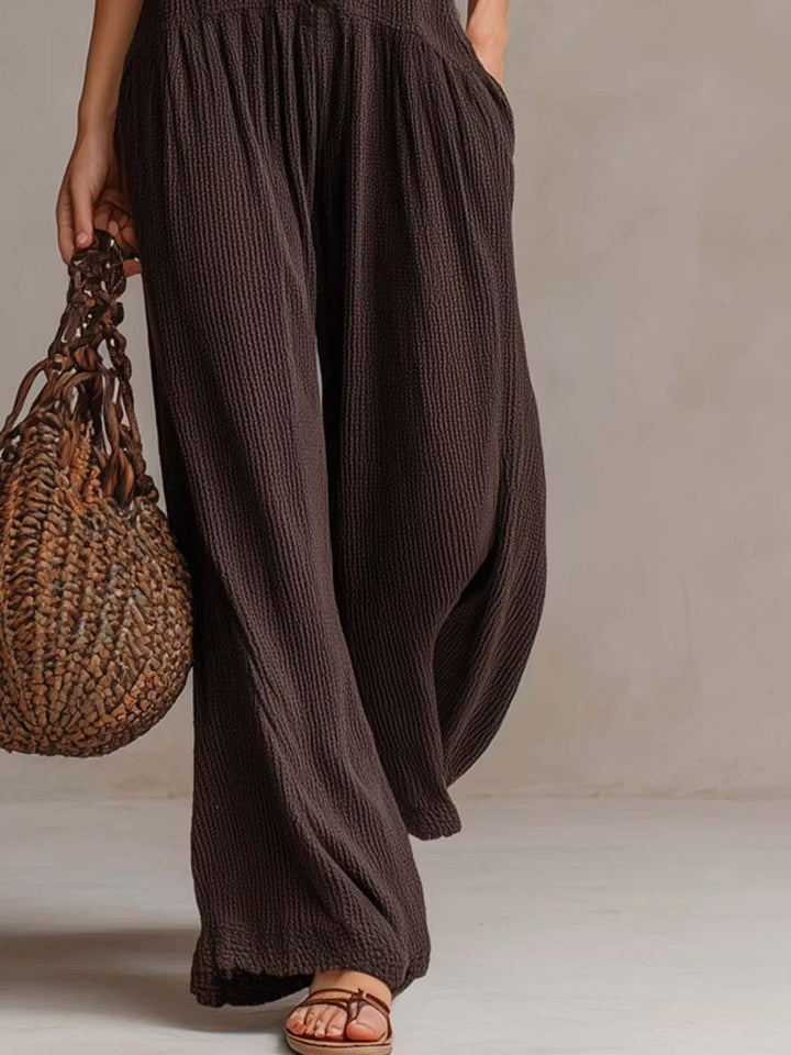 Retro Knit Jumpsuit with Ruffled Collar