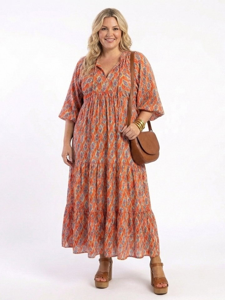 Amara Geometric Print Midi Dress