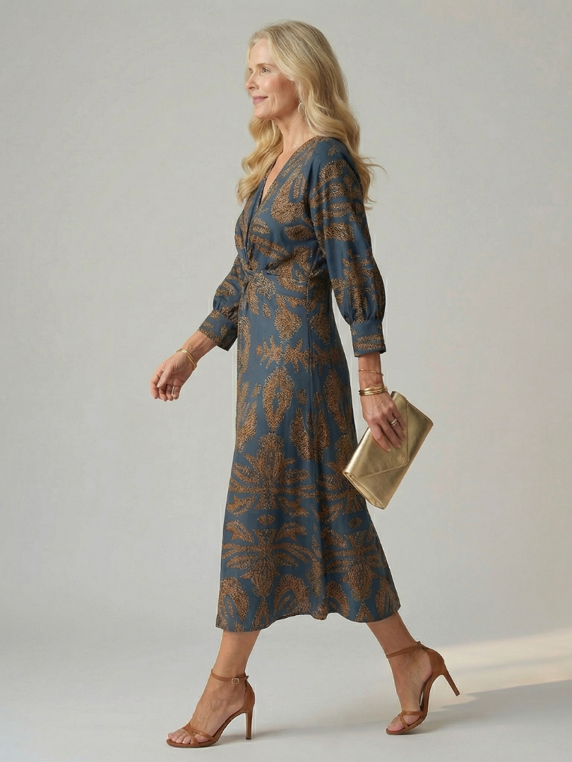 Natural Moon Midi Wrap Dress