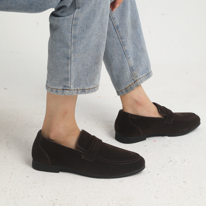 Suede Buckle Loafers