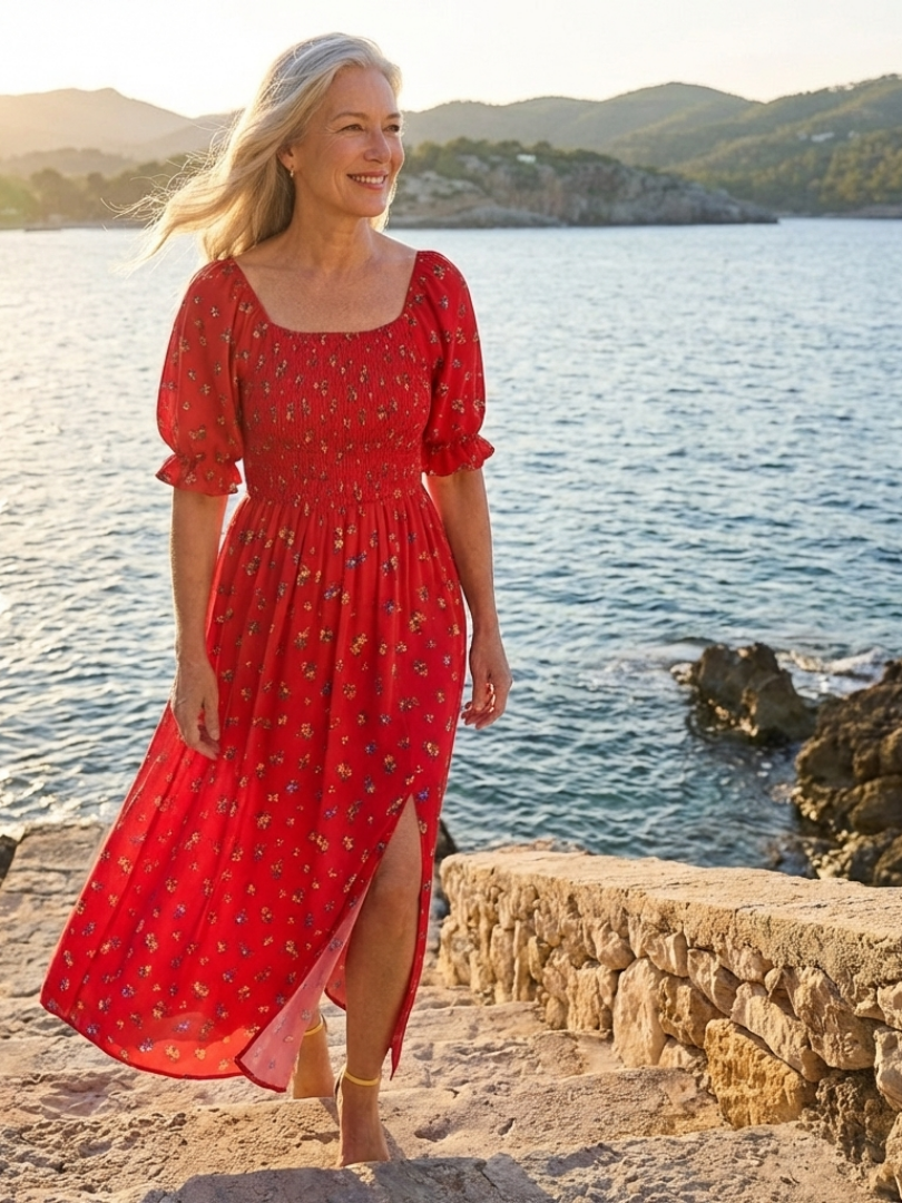 Delphine Puff Sleeve Midi Dress