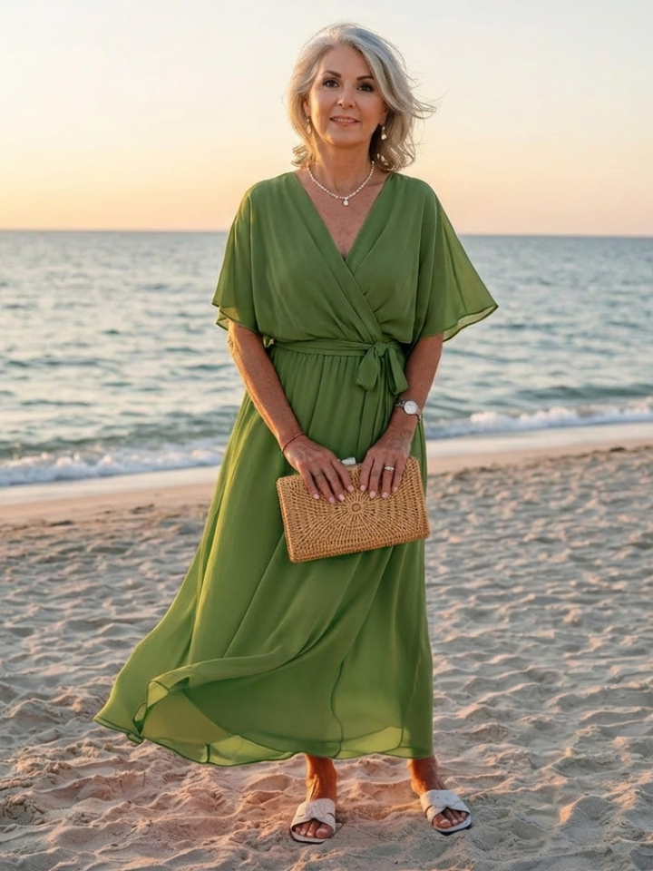 Draped Midi Dress with Elysia Neckline