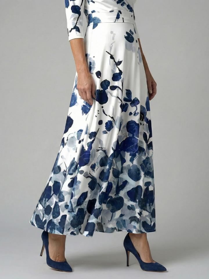 Midi Wrap Dress with Celine Collar