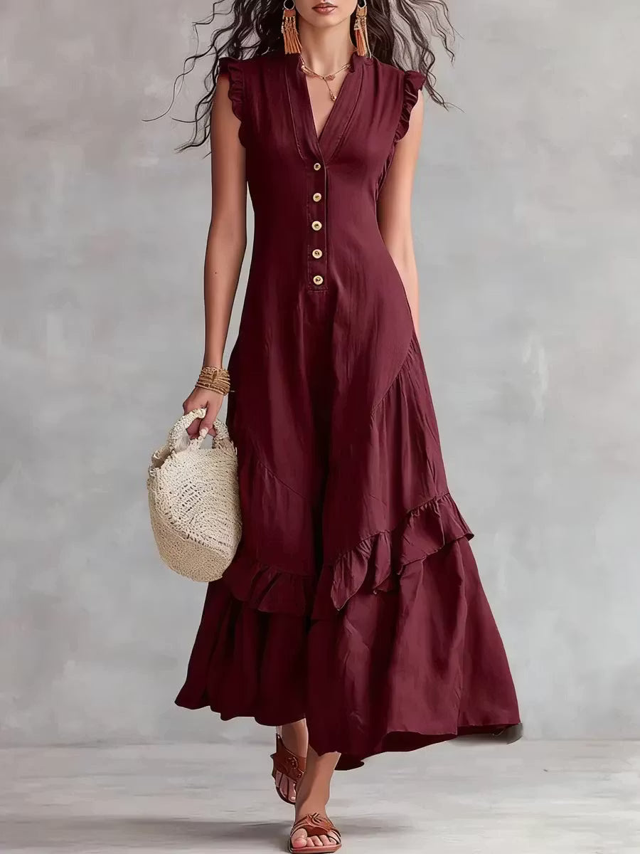 Minimalist Women's Lace Dress in Cotton and Linen