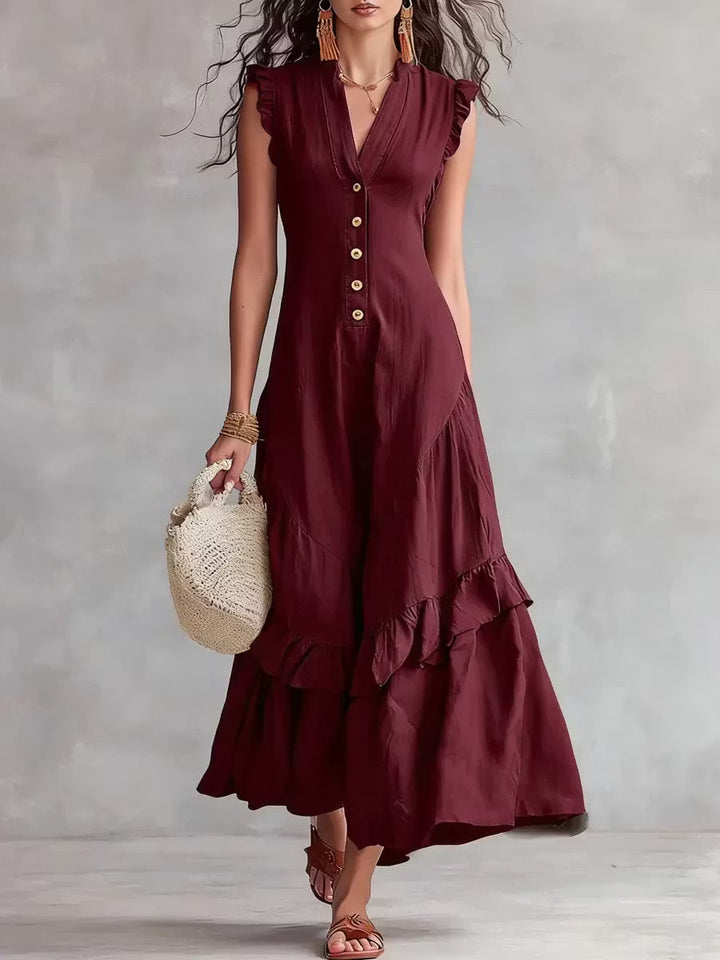 Minimalist Women's Lace Dress in Cotton and Linen