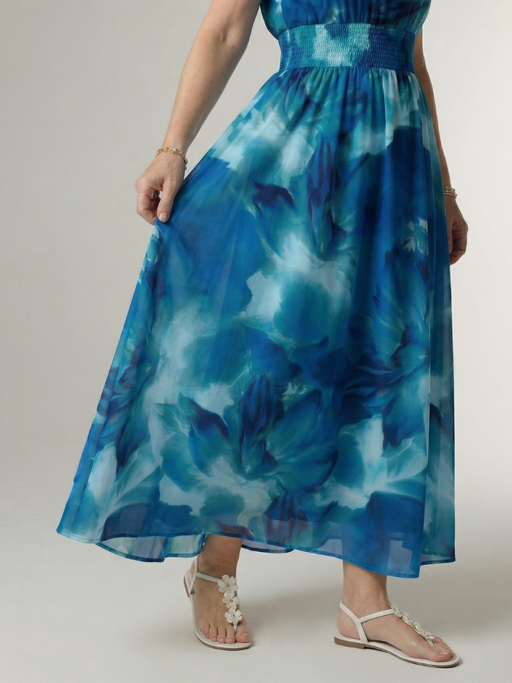 Midi Dress with Gathered Halter Neckline