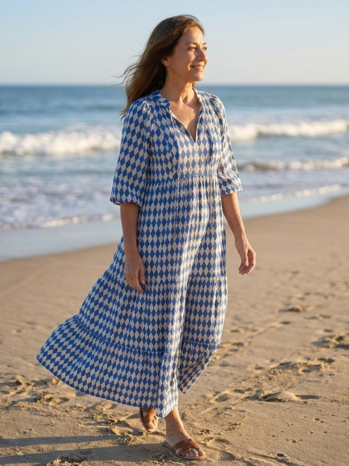Elodie Diamond Print Midi Dress