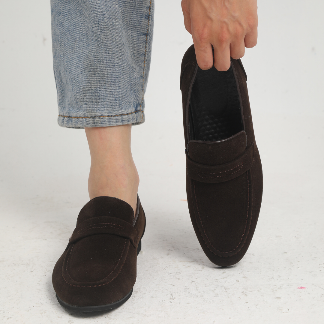 Suede Buckle Loafers