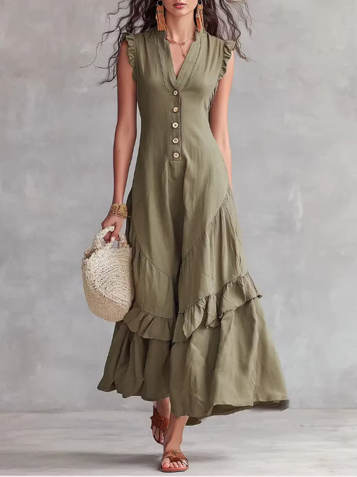 Minimalist Women's Lace Dress in Cotton and Linen
