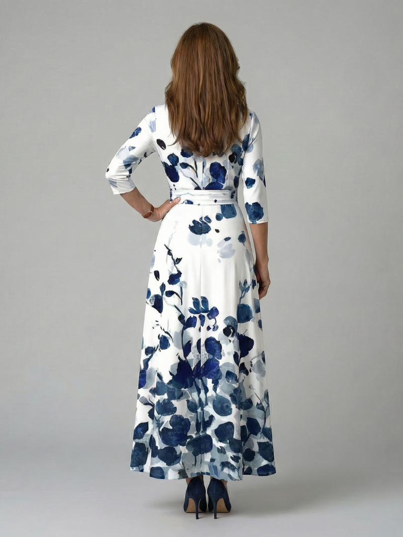 Midi Wrap Dress with Celine Collar