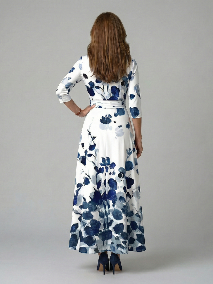 Midi Wrap Dress with Celine Collar