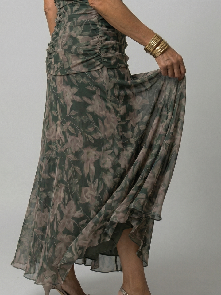 Casual Midi Dress with Off-Shoulder Sleeves Calen