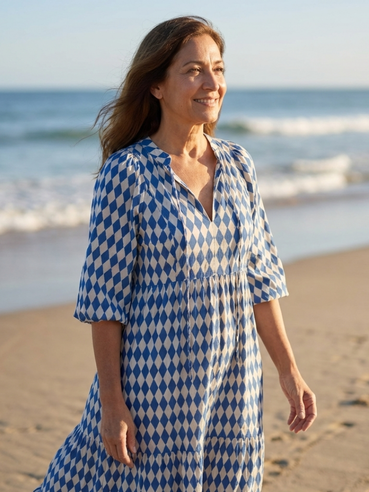 Elodie Diamond Print Midi Dress