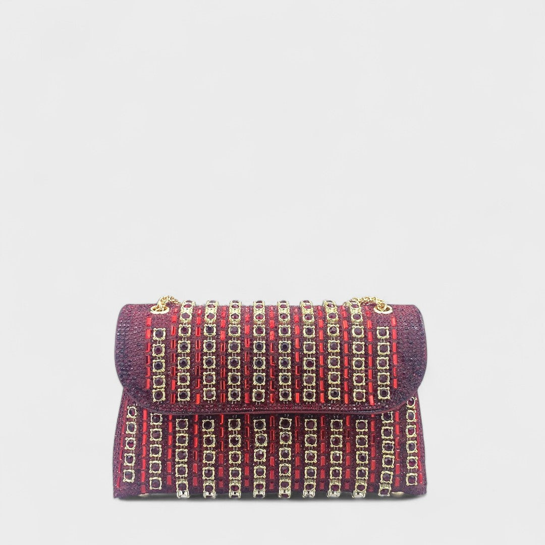 Claudia™ - Elegant shoulder bag with chain and colorful diamonds