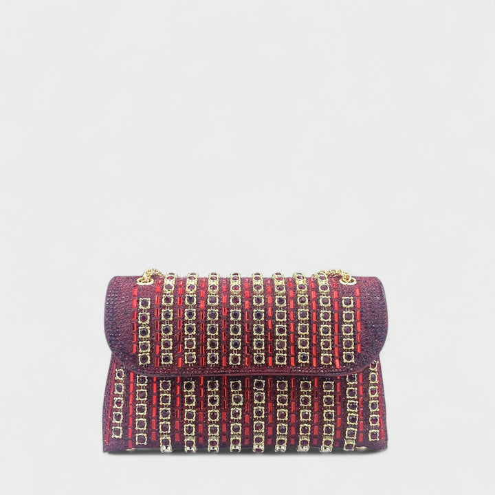 Claudia™ - Elegant shoulder bag with chain and colorful diamonds