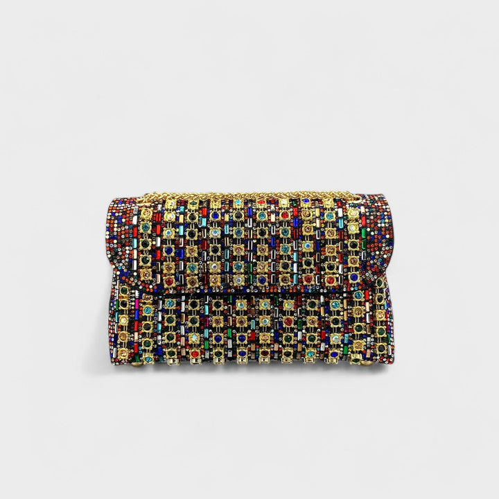 Claudia™ - Elegant shoulder bag with chain and colorful diamonds