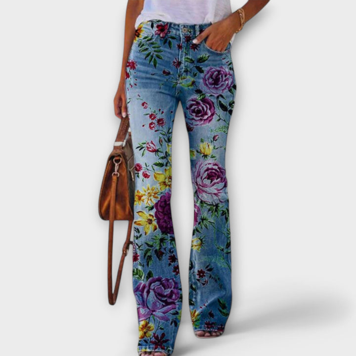 Floral Denim Pants